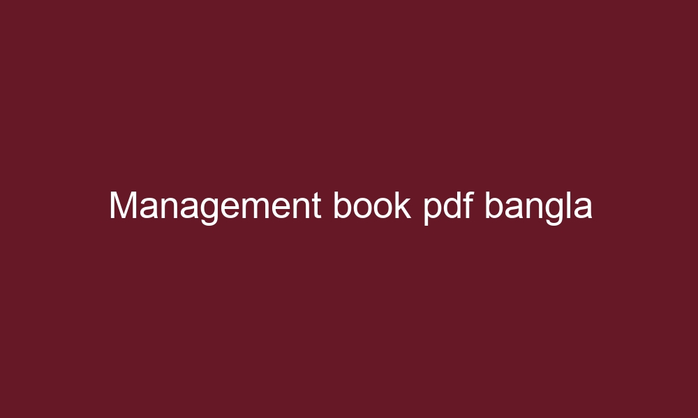 management book pdf bangla 2010
