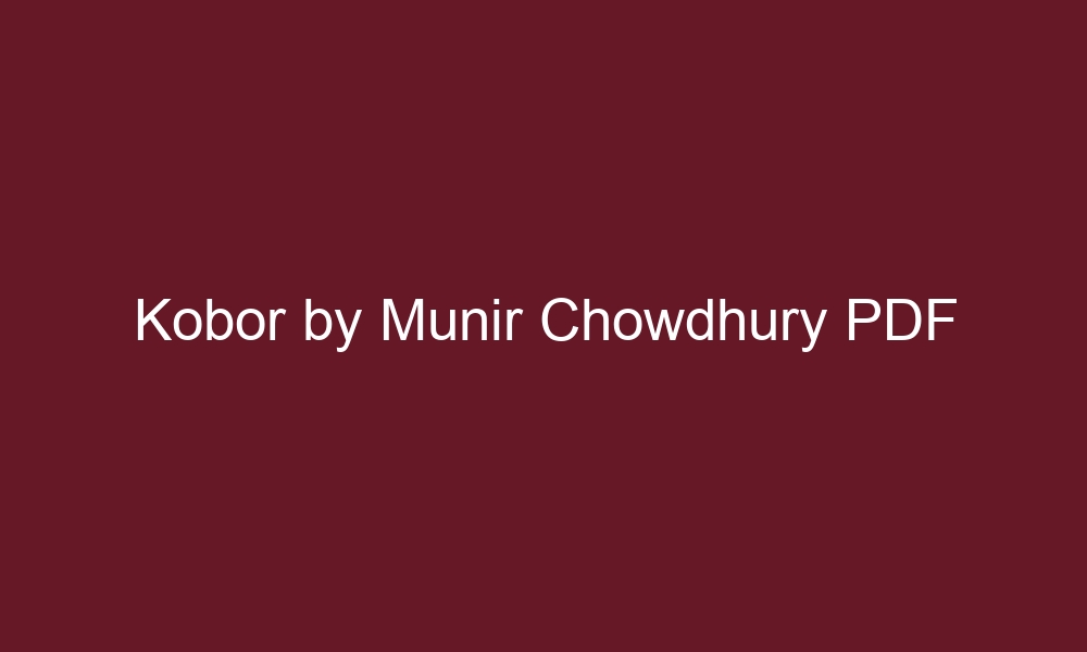 kobor by munir chowdhury pdf 5501 1