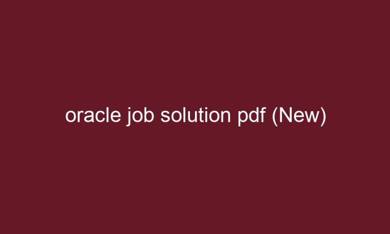 oracle job solution pdf new 5544