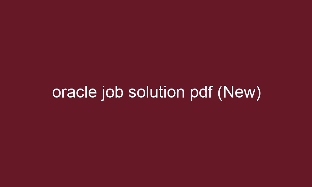 oracle job solution pdf new 5544