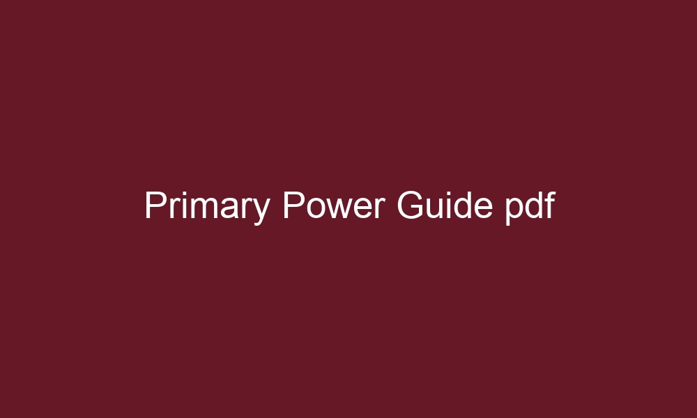 primary power guide pdf 5800