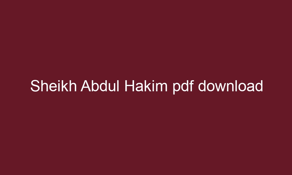 sheikh abdul hakim pdf download 5602 1