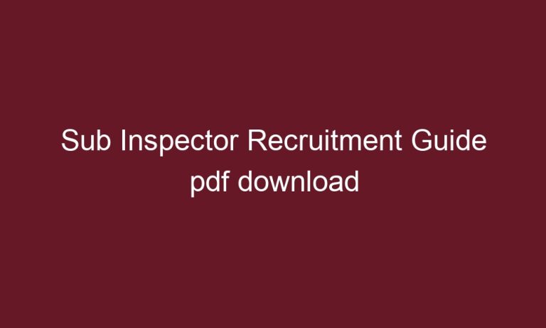 sub inspector recruitment guide pdf download 5524